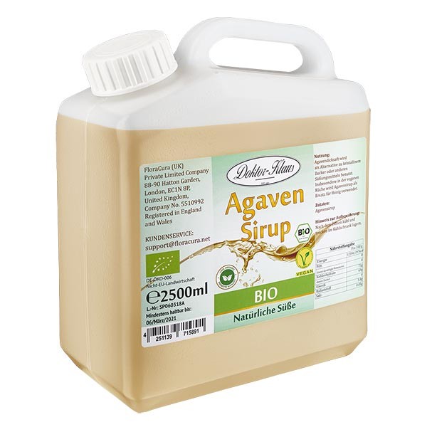 Jarabe de agave ecológico de 2500 ml en bidón transparente