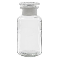Frasco de farmacia de 500 ml, cuello ancho, vidrio transparente, con tapón de vidrio Frasco de farmacia de 500 ml, cuello ancho, vidrio transparente, con tapón de vidrio