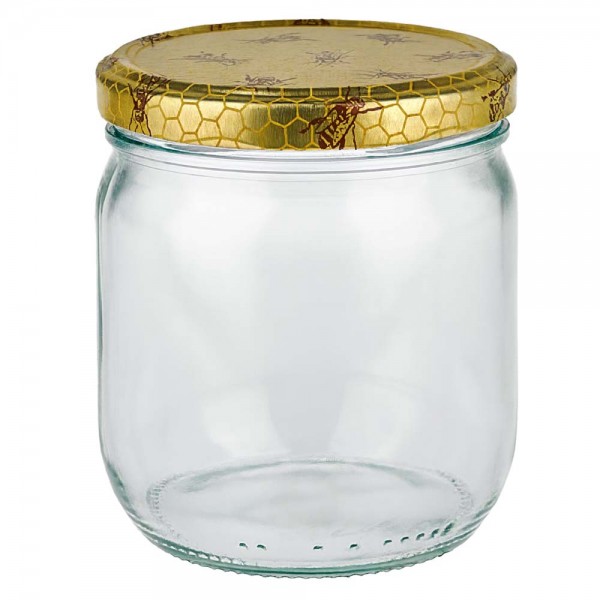 Tarro para miel de 500 g con tapa con diseño de panal BasicSeal UNiTWIST
