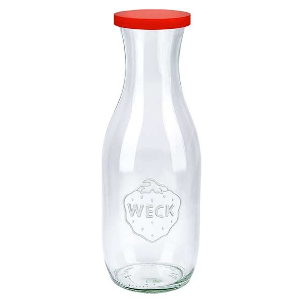 1062ml botella de zumo WECK RR60 con tapa de silicona roja