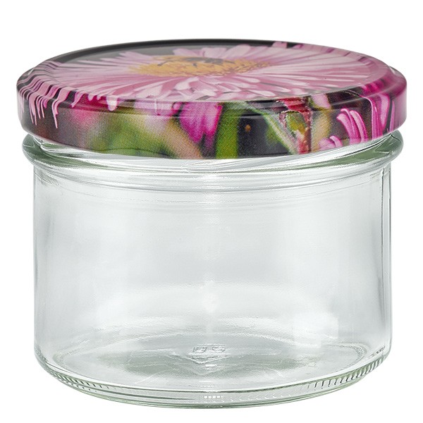 Vaso de 225 ml + tapa BasicSeal decoración de flores UNiTWiST