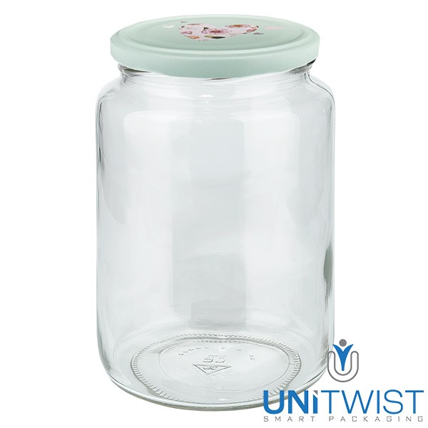 Vaso redondo de 795 ml + tapa BasicSeal corazón menta UNiTWIST®