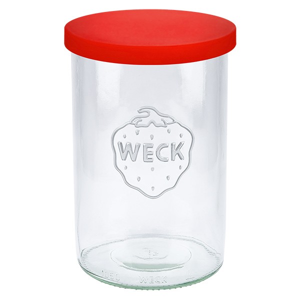 Vaso 1000ml WECK RR100 con tapa silicona rojo