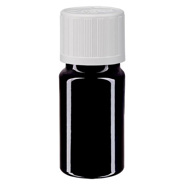 Frasco de farmacia violeta, 5 ml, tapón gotero blanco, con seguro para niños, estándar