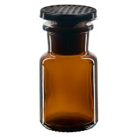 Frasco de farmacia de 50 ml, cuello ancho, vidrio ámbar, con tapón de vidrio Frasco de farmacia de 50 ml, cuello ancho, vidrio ámbar, con tapón de vidrio
