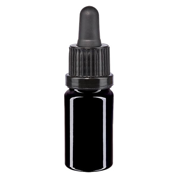 Frasco de farmacia violeta, 5 ml, pipeta negra, con precinto de originalidad