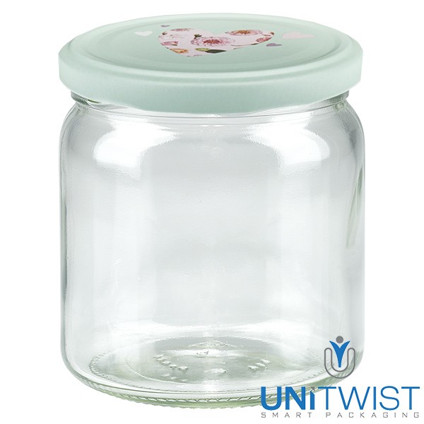 Vaso redondo de 408 ml + tapa BasicSeal corazón menta UNiTWIST®