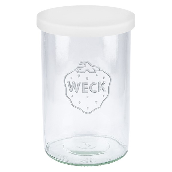 Vaso 1000ml WECK RR100 con tapa silicona blanco