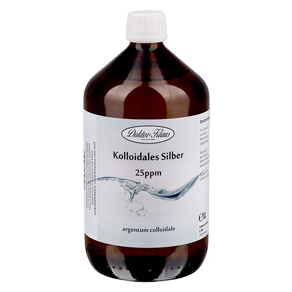1000 ml de plata coloidal Doktor-Klaus, 25 ppm, botella de vidrio marrón con tapa de rosca