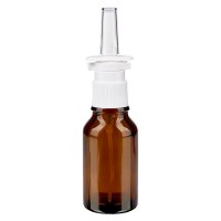 Frasco de vidrio ámbar de 30 ml con espray nasal blanco Frasco de vidrio ámbar de 30 ml con espray nasal blanco