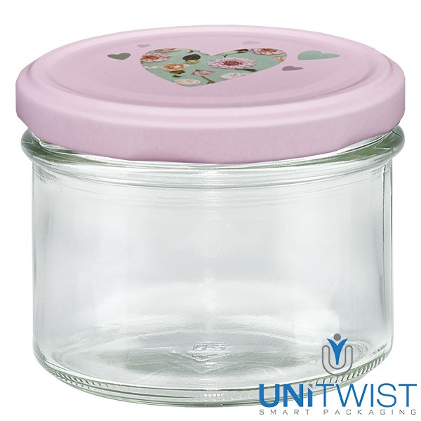 Vaso de 225 ml + tapa BasicSeal corazón rosa UNiTWIST®
