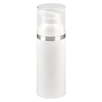 Dispensador Airless de 50 ml blanco con relieve plateado Dispensador Airless de 50 ml blanco con relieve plateado