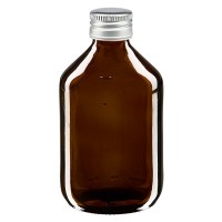 Frasco de medicina según norma europea de 300 ml, ámbar, con tapón de aluminio plateado Frasco de medicina según norma europea de 300 ml, ámbar, con tapón de aluminio plateado