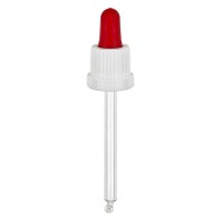 Pipeta cuentagotas de vidrio blanco/rojo 18 mm PL78 precinto de originalidad Pipeta cuentagotas de vidrio blanco/rojo 18 mm PL78 precinto de originalidad