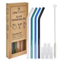 Juego de pajitas de cristal azul con Softtips UNiTWIST Juego de pajitas de cristal azul con Softtips UNiTWIST