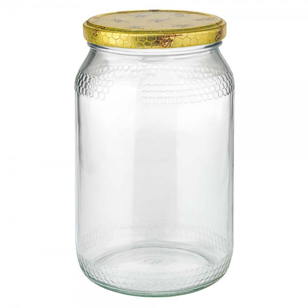 Tarro para miel de 1260 g con tapa con diseño de panal BasicSeal UNiTWIST