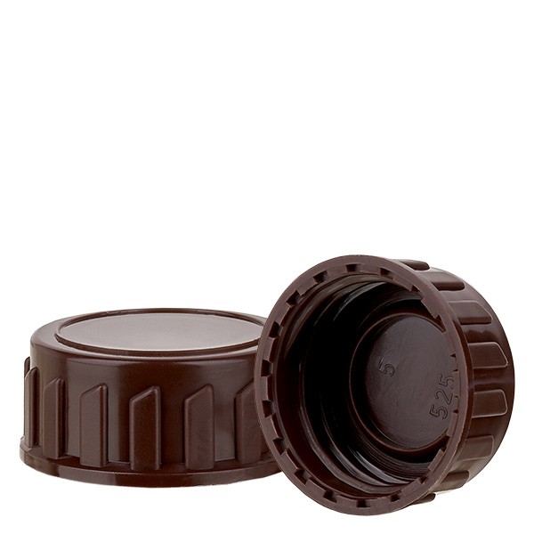 Tapón de rosca marrón de 28 mm para frascos de medicina (estándar)