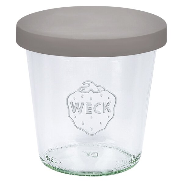 Vasos WECK de 290 ml con tapa de silicona gris