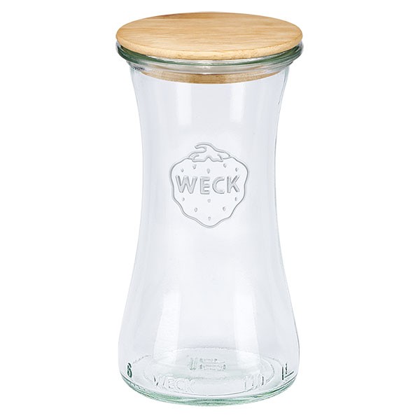 Tarro para delikatessen WECK de 100 ml con tapa de madera