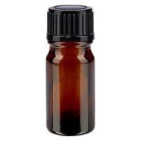 Frasco de farmacia ámbar, 5 ml, tapón cuentagotas premium negro, 1 mm, con precinto de originalidad Frasco de farmacia ámbar, 5 ml, tapón cuentagotas premium negro, 1 mm, con precinto de originalidad