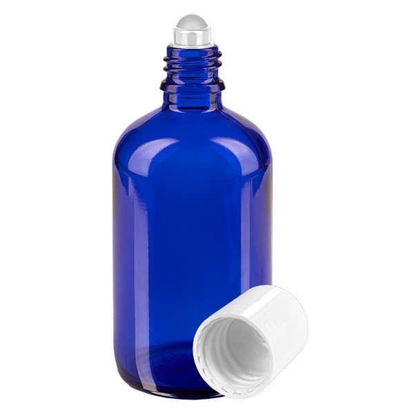 Frasco de vidrio para desodorante, azul, 100 ml, roll-on para desodorante vacío