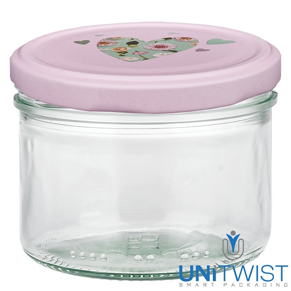 Vaso cilíndrico de 230 ml + tapa BasicSeal corazón rosa