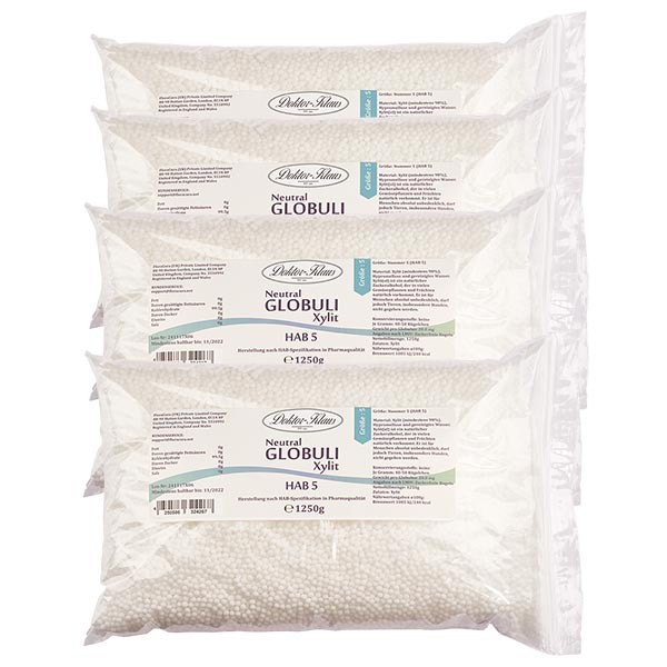 Glóbulos neutrales, 5,0 kg, HAB5, de xilitol (sin azúcar) (4 x 1,25 kg)