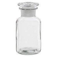 Frasco de farmacia de 250 ml, cuello ancho, vidrio transparente, con tapón de vidrio Frasco de farmacia de 250 ml, cuello ancho, vidrio transparente, con tapón de vidrio