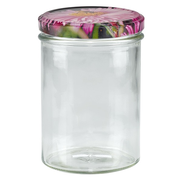Vaso de 435 ml + tapa BasicSeal decoración de flores UNiTWiST