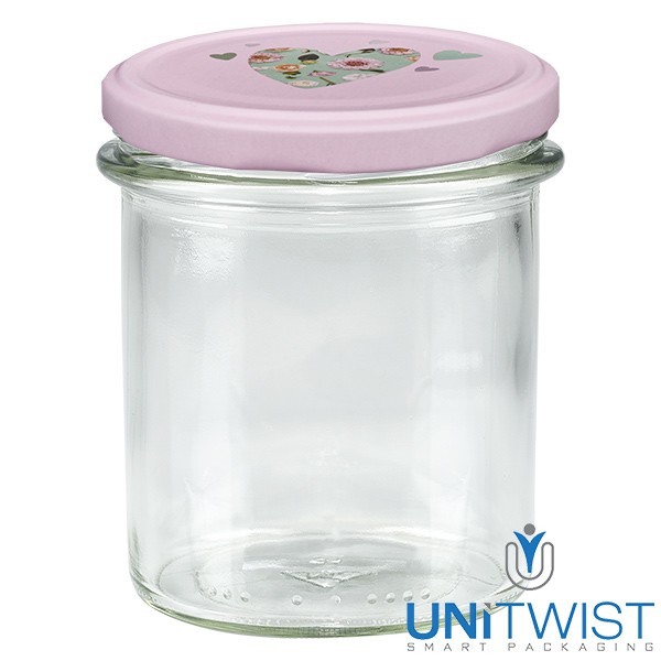 Tarro de 350 ml + tapa BasicSeal corazón rosa UNiTWIST®