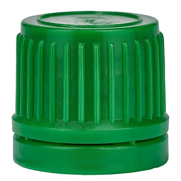 Tapón de rosca, verde, DIN18, con precinto de originalidad