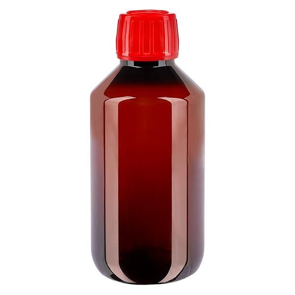 Frasco de medicina de PET de 200 ml con tapón rojo