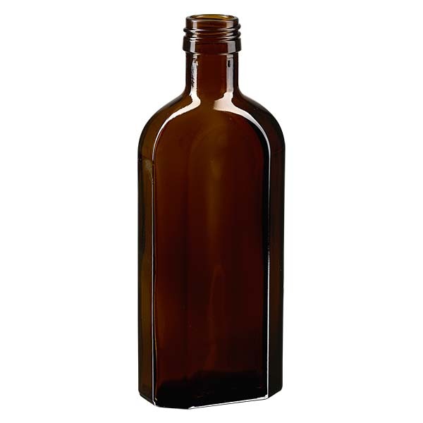 Botella meplat ámbar de 250 ml con boca PP28