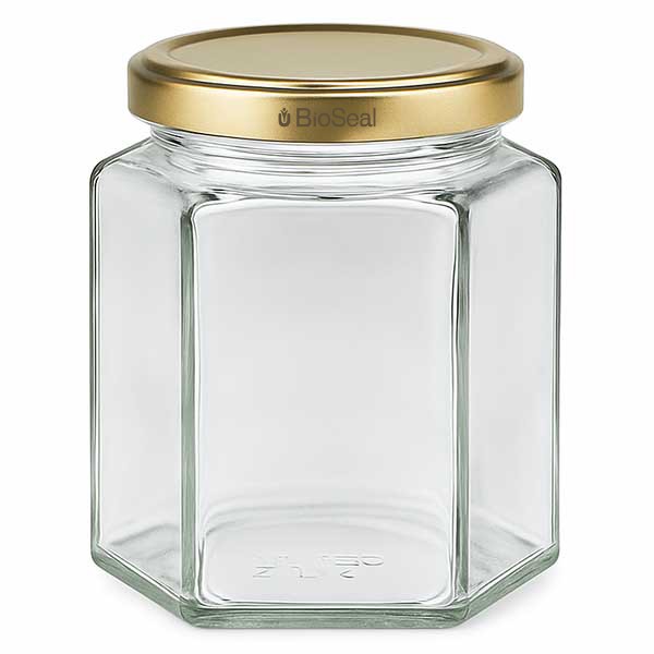 390ml Hexaglass con tapa BioSeal oro UNiTWIST