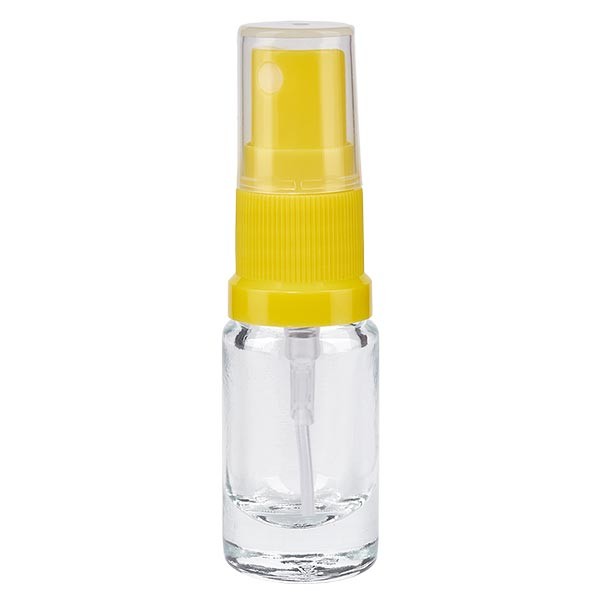 Frasco de farmacia transparente, 5 ml, vaporizador amarillo, estándar