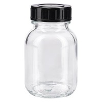 Frasco de cuello ancho de 50 ml, vidrio transparente con tapa de rosca Frasco de cuello ancho de 50 ml, vidrio transparente con tapa de rosca