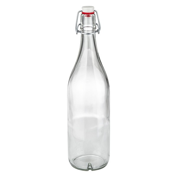 Vaso de vidrio de 1000 ml + tapón de porcelana UN.