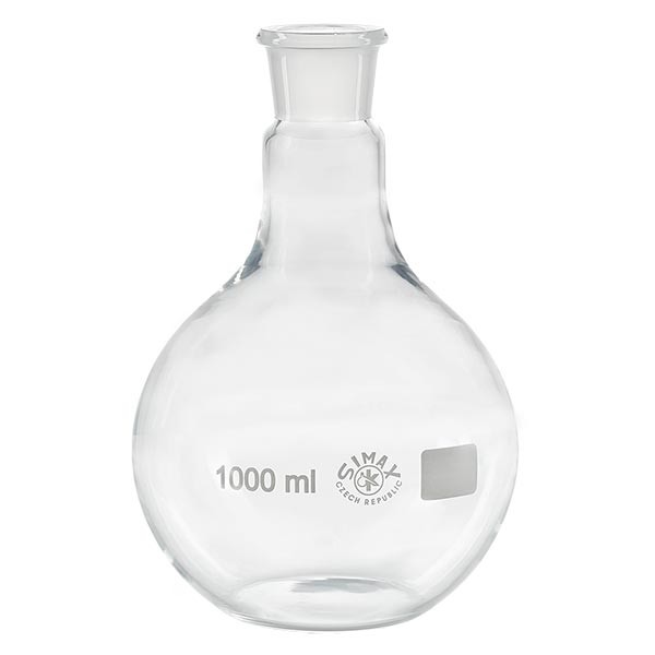 Matraz con fondo plano de 1000 ml de cuello ancho, borosilicato, con esmerilado normalizado 29/32