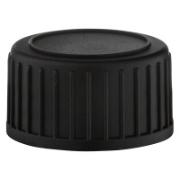 Tapón de rosca DIN 22 negro de PP con disco de sellado de PEE Tapón de rosca DIN 22 negro de PP con disco de sellado de PEE