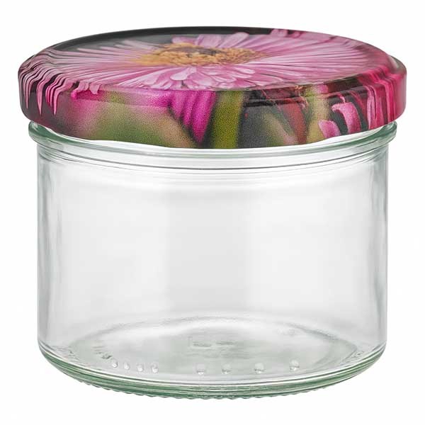 Vaso cilíndrico 230ml + Tapa BasicSeal Flor Decoración