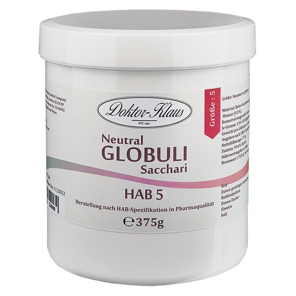 Glóbulos neutrales, 375 g, HAB5, 100 % sacarosa pura