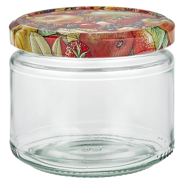 Vaso redondo de 330 ml + tapa BasicSeal decoración de frutas UNiTWIST