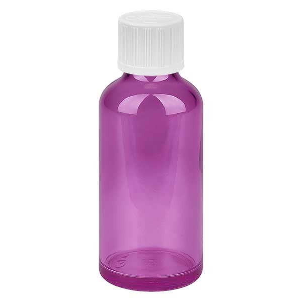 50ml Tropfflasche 1.2mm weiß mit Standardverschluss Kindersicherung PurpleLineUT18/50