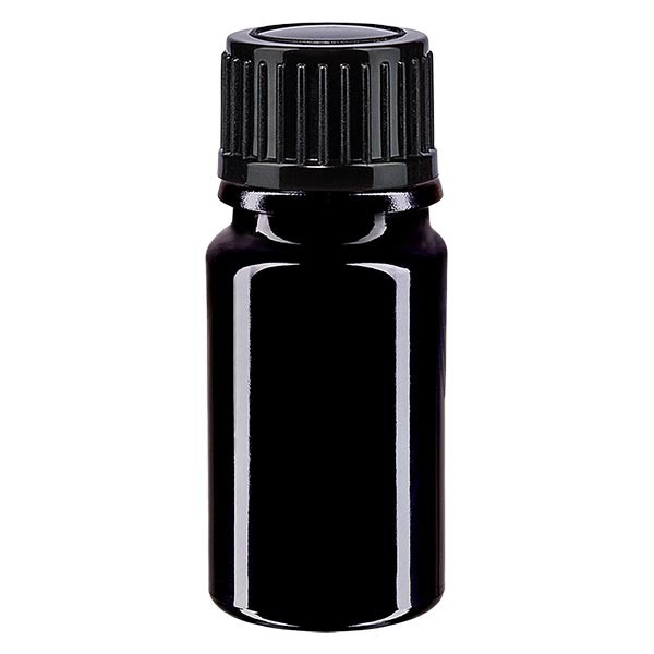 Frasco de farmacia violeta, 5 ml, tapón gotero negro, 1 mm, estándar