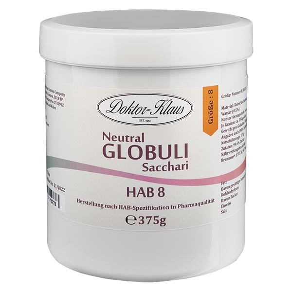 Glóbulos neutrales, 375 g, HAB8, 100 % sacarosa pura