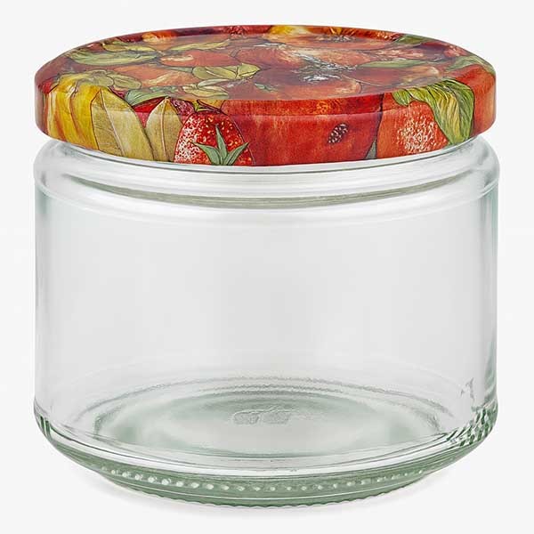 Vaso redondo de 330 ml + tapa BasicSeal decoración de frutas UNiTWIST