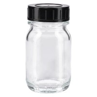 Frasco de cuello ancho de 30 ml, vidrio transparente con tapa de rosca Frasco de cuello ancho de 30 ml, vidrio transparente con tapa de rosca