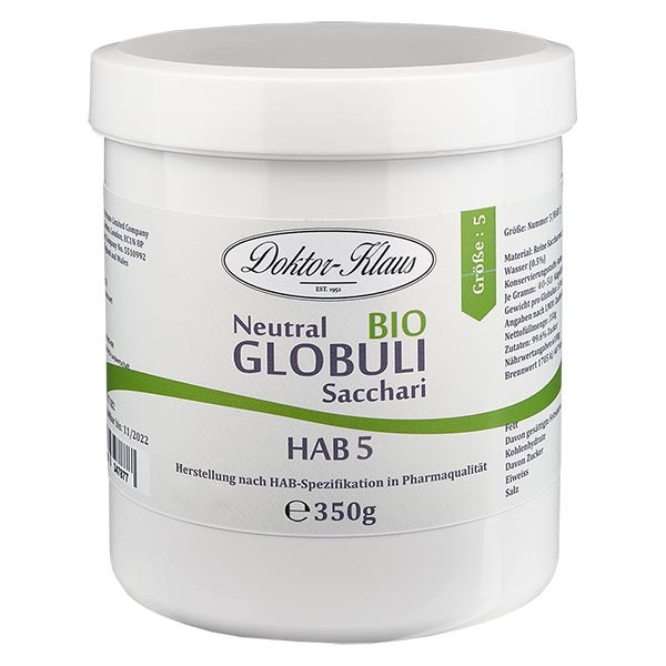 Glóbulos neutrales ecológicos, 350 g, HAB5, 100 % sacarosa pura