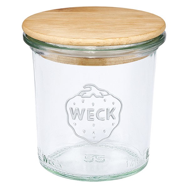 Tarro mini para desmoldar WECK de 140 ml con tapa de madera