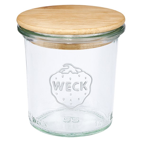 Tarro mini para desmoldar WECK de 140 ml con tapa de madera